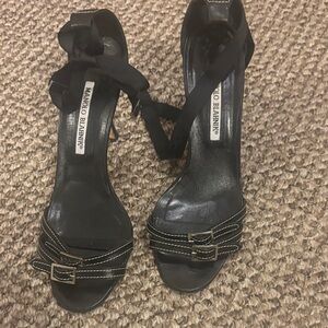Manolo Blahnik Black Buckle Heels